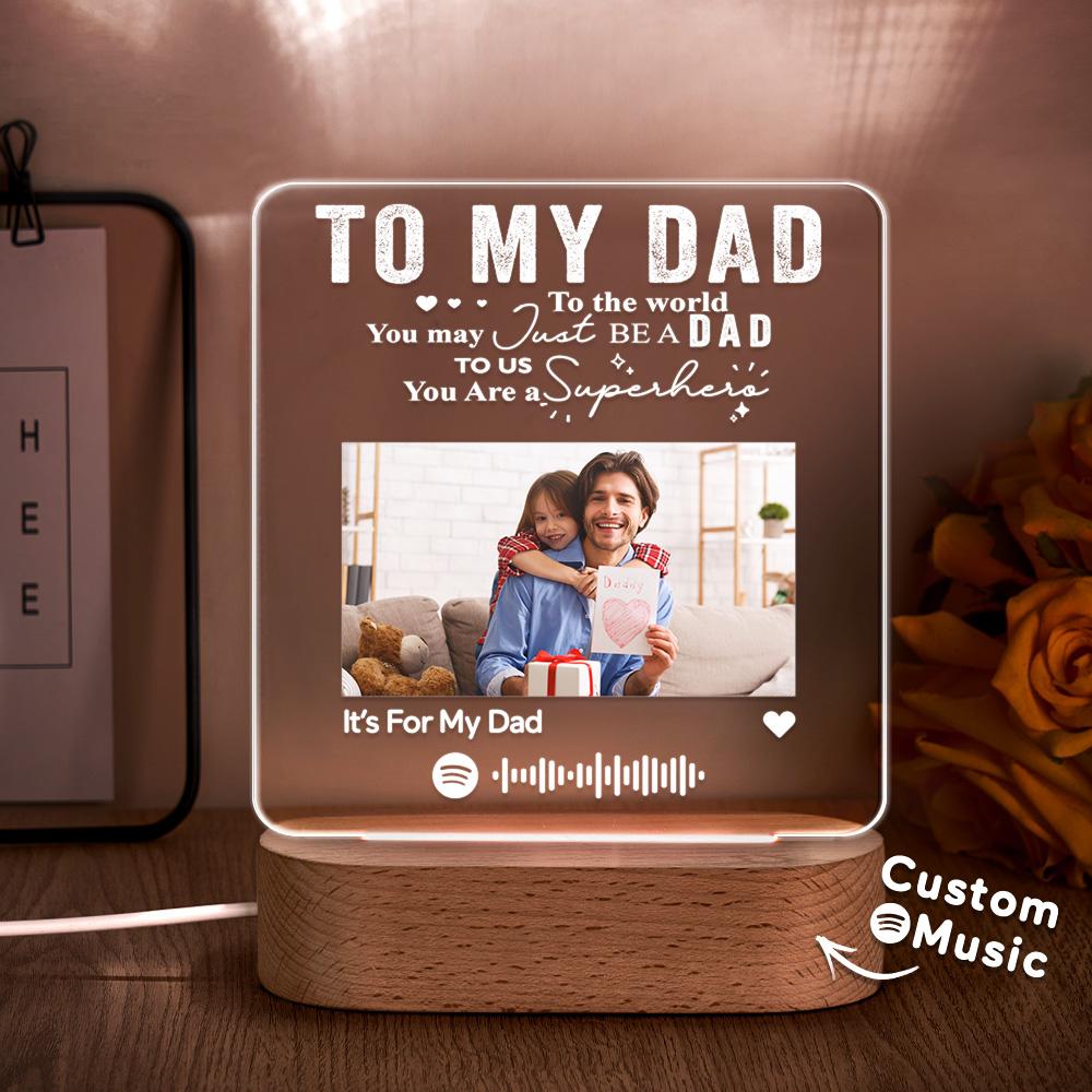 Music Plaque Photo Night Light Song Plaque Custom Photo Lamp Music Code Engagement Anniversary Gift for Dad
