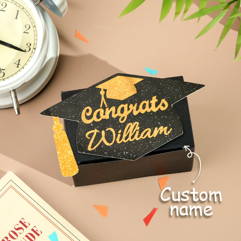 Personalized Graduation Cap Pull Out Money Gift Box Money Holder with 30pcs Transparent Bags Gift for