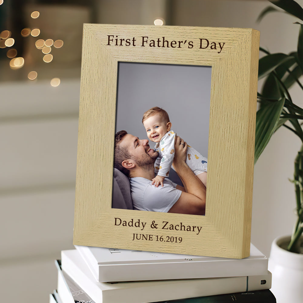 Personalized Photo Frame First Father's Day Wood Picture Frame For New Dad