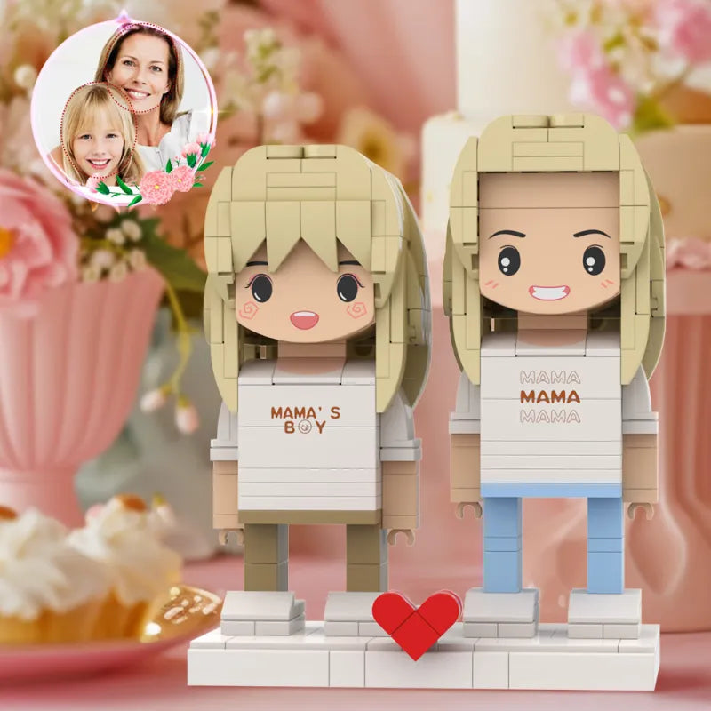 Mother's Day Matching Shirt Style Brick Figures Mama's Boy Customizable Head 2 People Custom Brick Figures