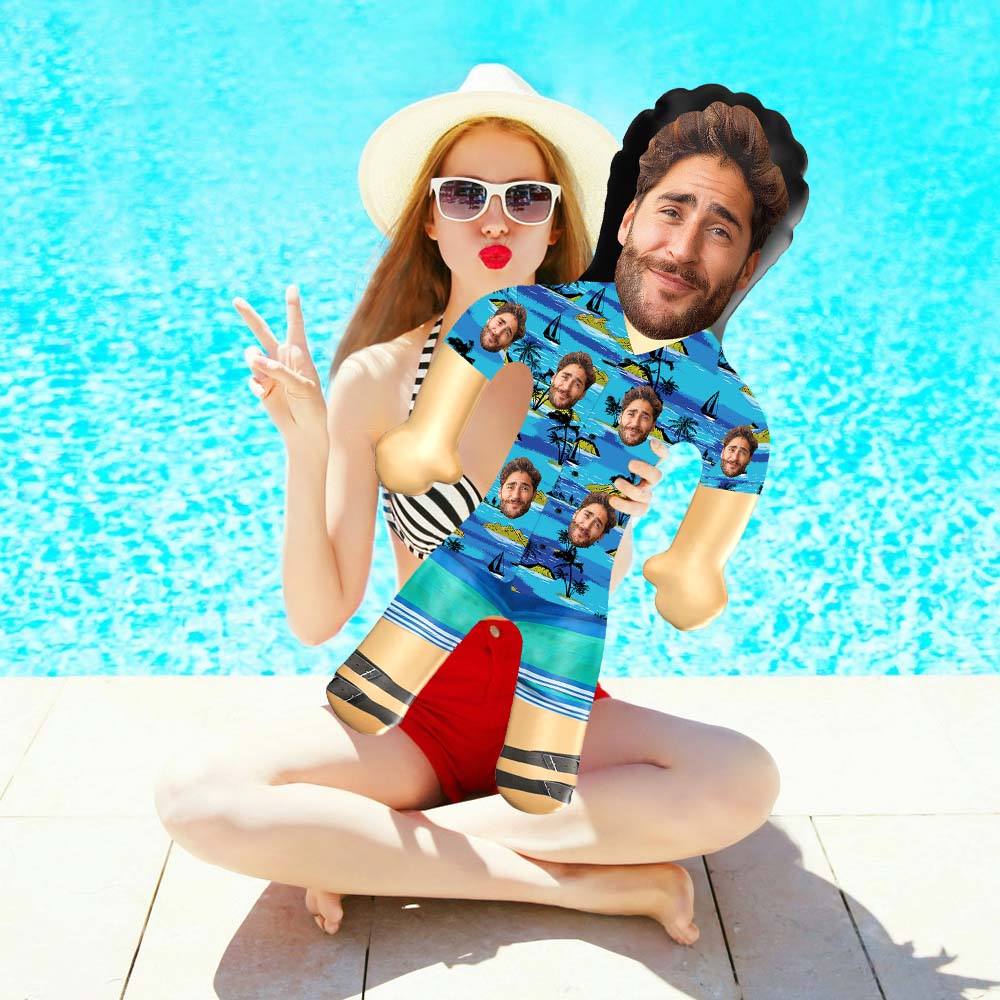 Personalized Blow Up Dolls Hawaiian Shirt Flowers and Leaves Funny Inflatable Man Printed Face for Party Favors