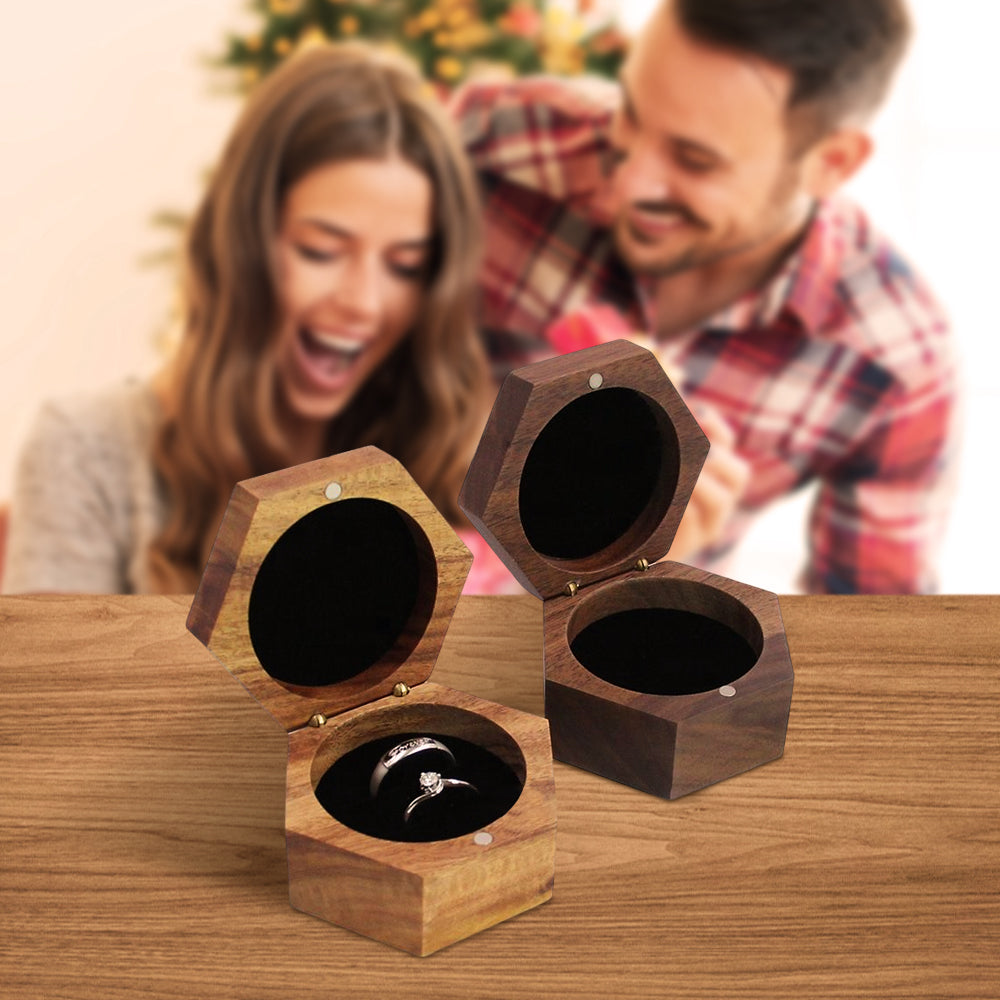 Six styles of Customized Hexagon Wooden Jewelry Box Wedding Ring Box