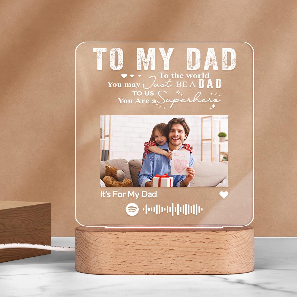 Music Plaque Photo Night Light Song Plaque Custom Photo Lamp Music Code Engagement Anniversary Gift for Dad