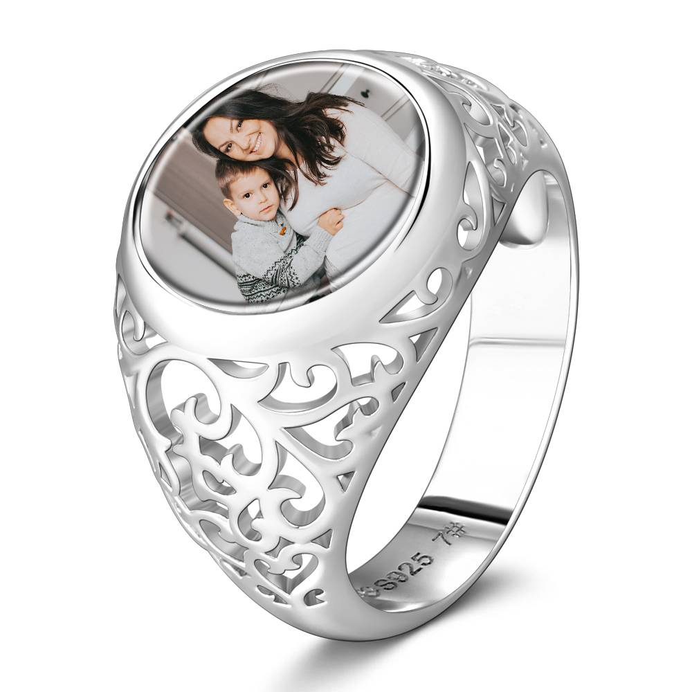 Round Women Rings Custom Photo Ring Mother's Day Gifts