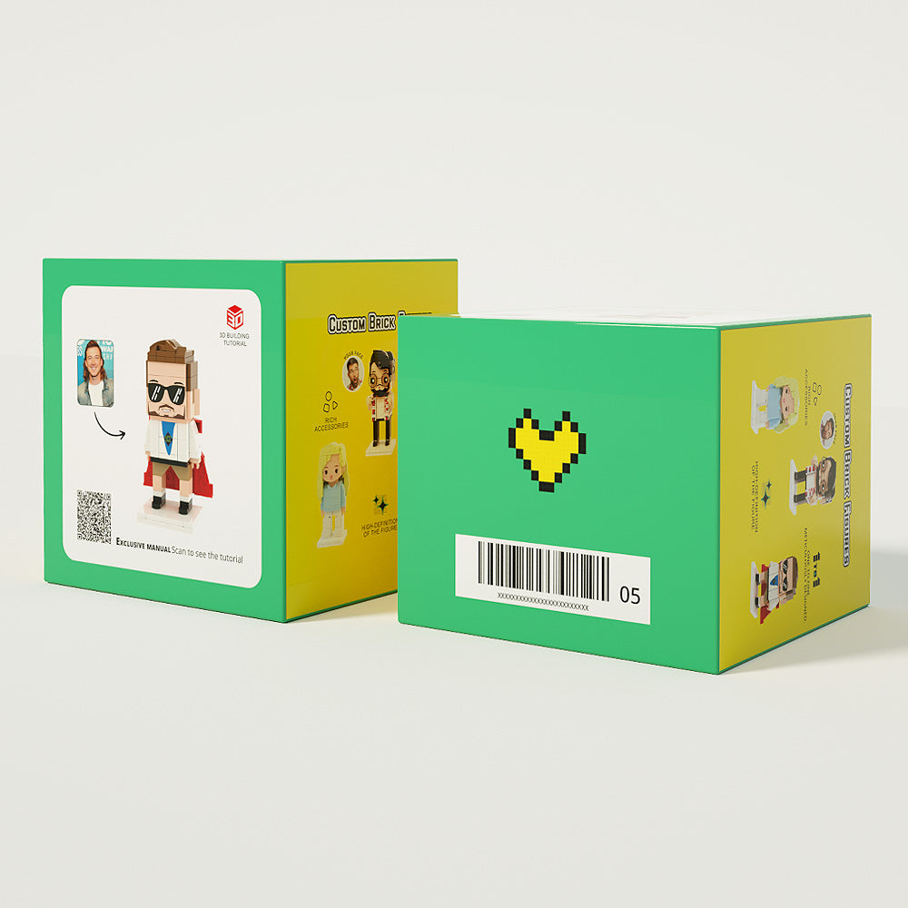 Father's Day Gifts Customizable Head 2 People Custom Brick Figures My Hero Dad and Son Brick Figures