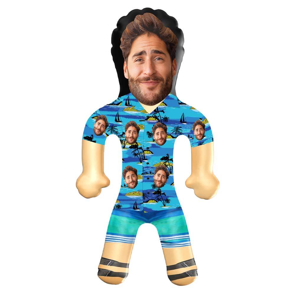 Personalized Blow Up Dolls Hawaiian Shirt Flowers and Leaves Funny Inflatable Man Printed Face for Party Favors