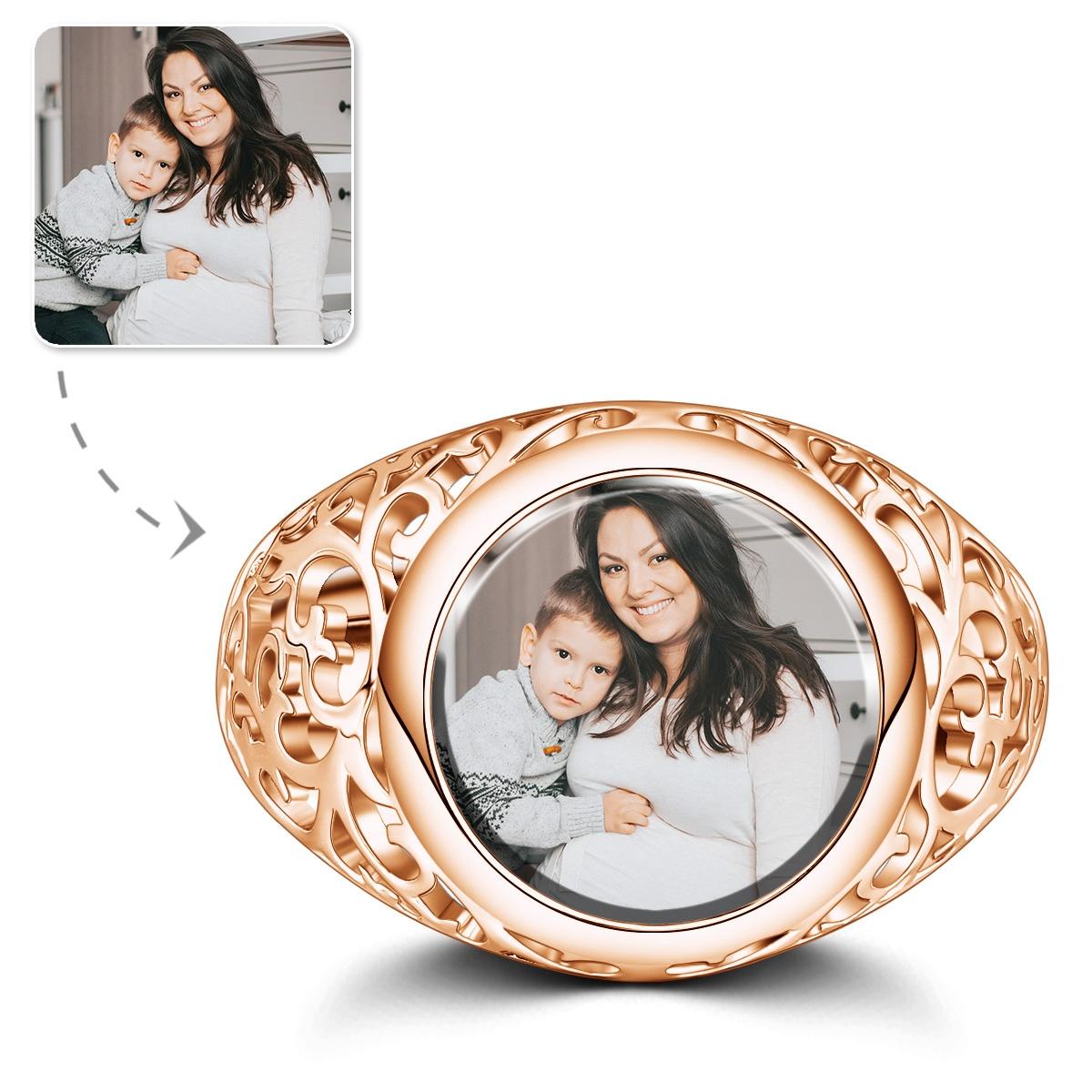 Round Women Rings Custom Photo Ring Mother's Day Gifts
