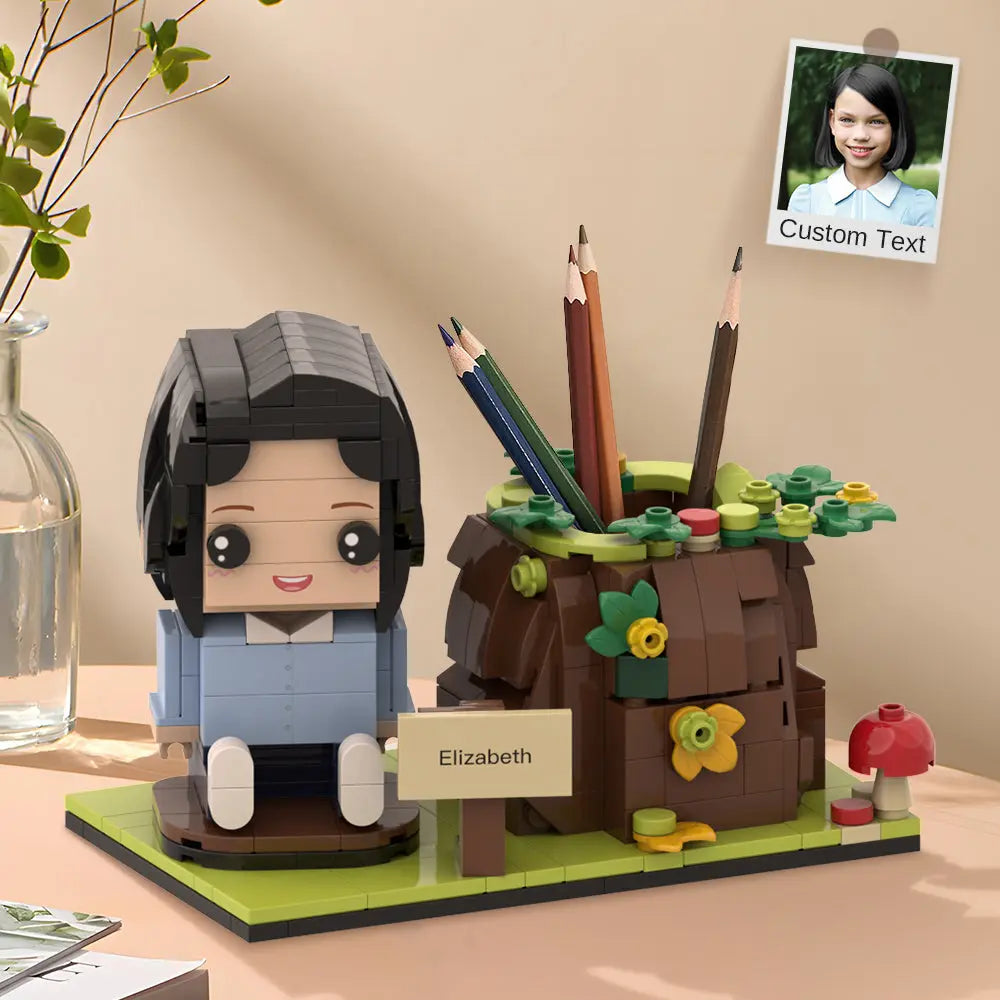 Custom Brick Figures Pen Holder Personalized Brick Figures and Pen Holder Custom Brick Figure & Tree