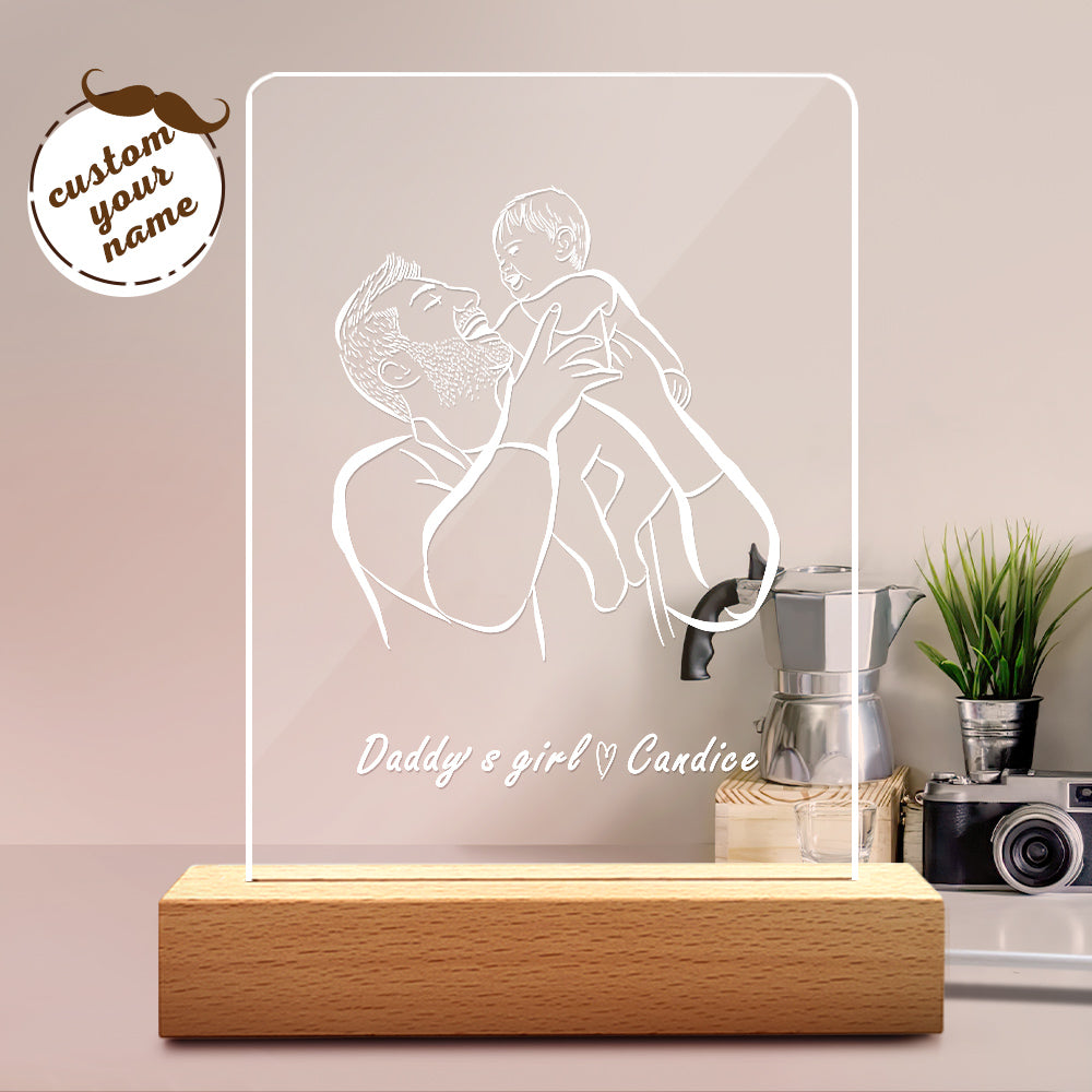 Daddy's Girl Desk Lamp Personalized Name Night Light Father's Day Gift