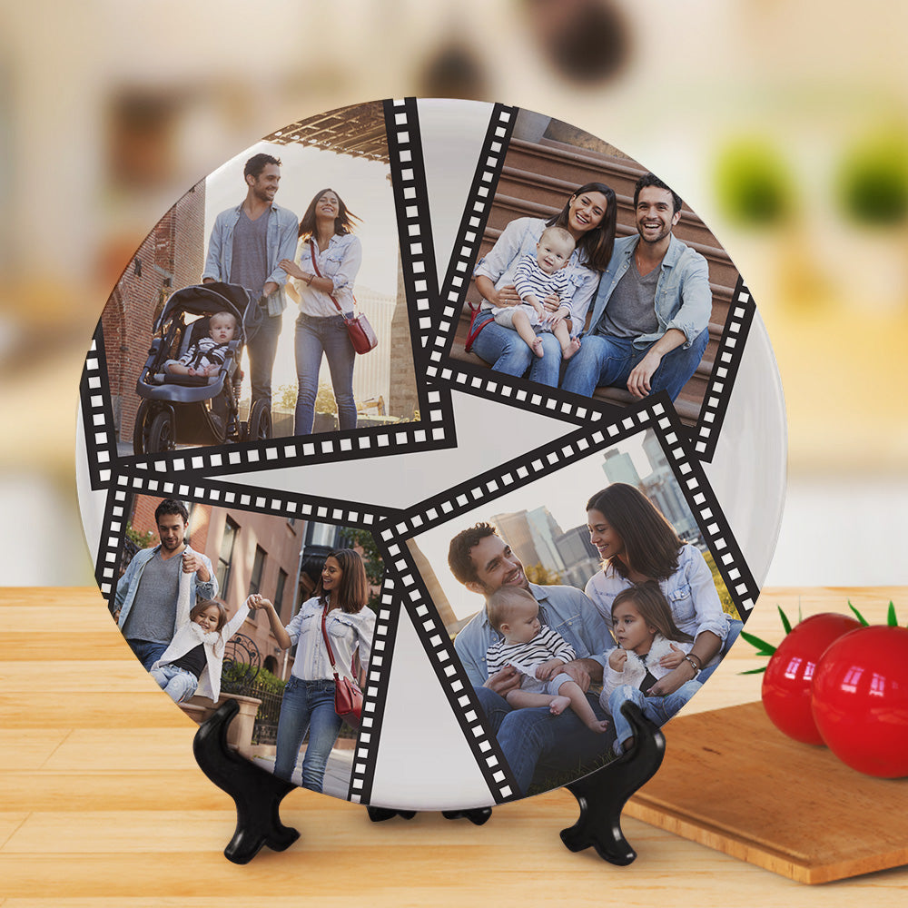 Customized 4 Pictures Ceramic Plates Decorative Wedding Dinner Plate