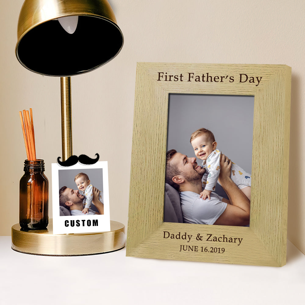 Personalized Photo Frame First Father's Day Wood Picture Frame For New Dad