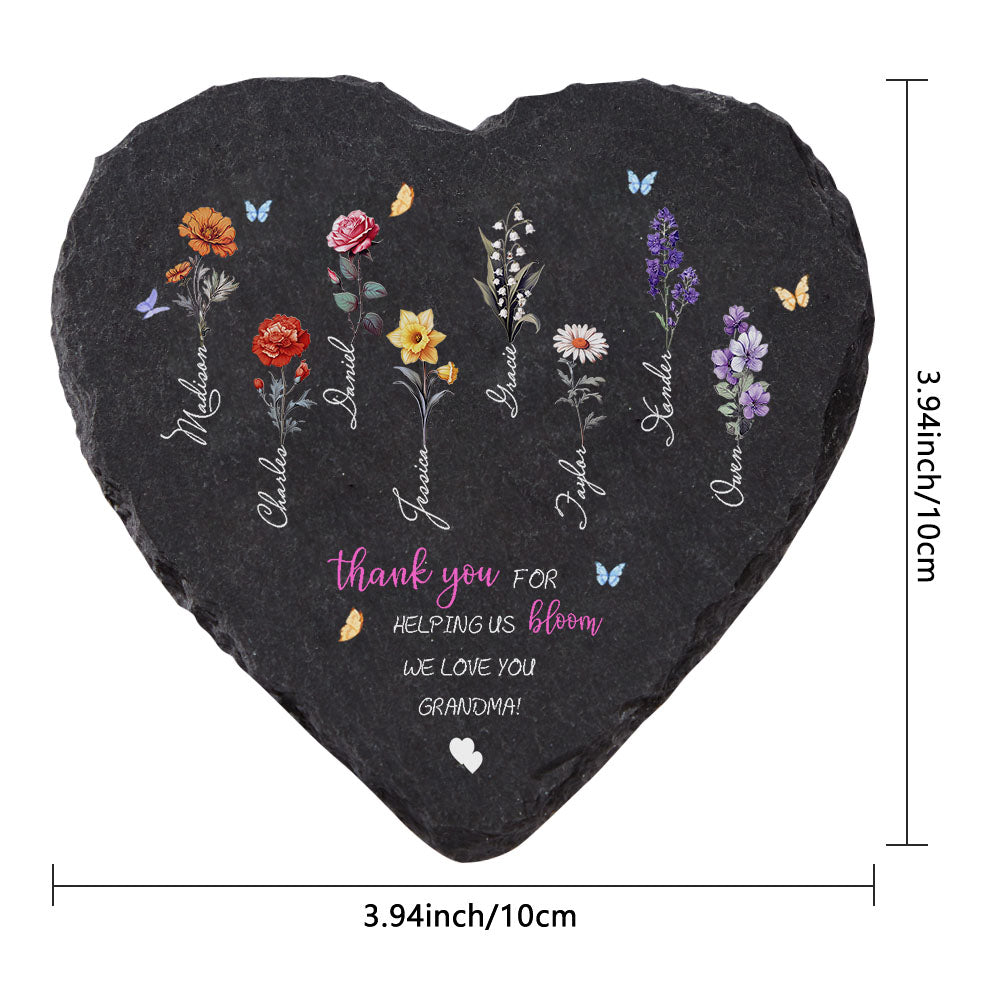 Custom Birth Flowers Garden Stone Personalized Grandma's Garden Stone for Mother's Day Gift