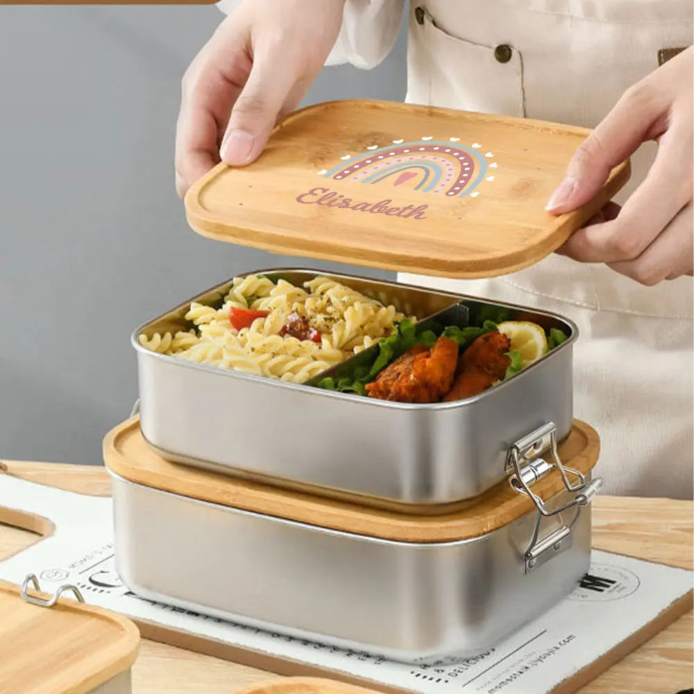 Personalized Lunch Box for Children Custom Stainless Steel Lunch Box with Name Back to School Gift for