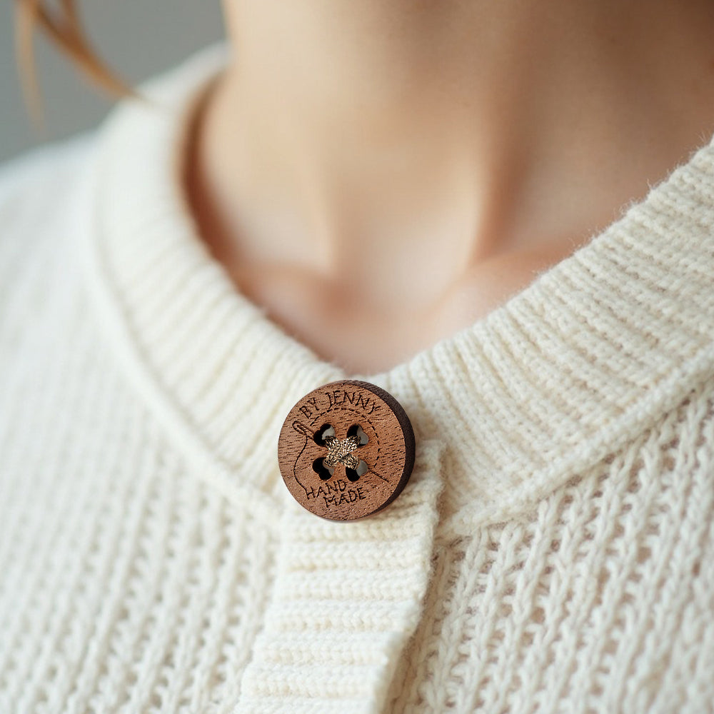 Personalized Handmade with Love Wooden Buttons Set of 15 Clothing Labels Gifts for Mother Grandma Knitting