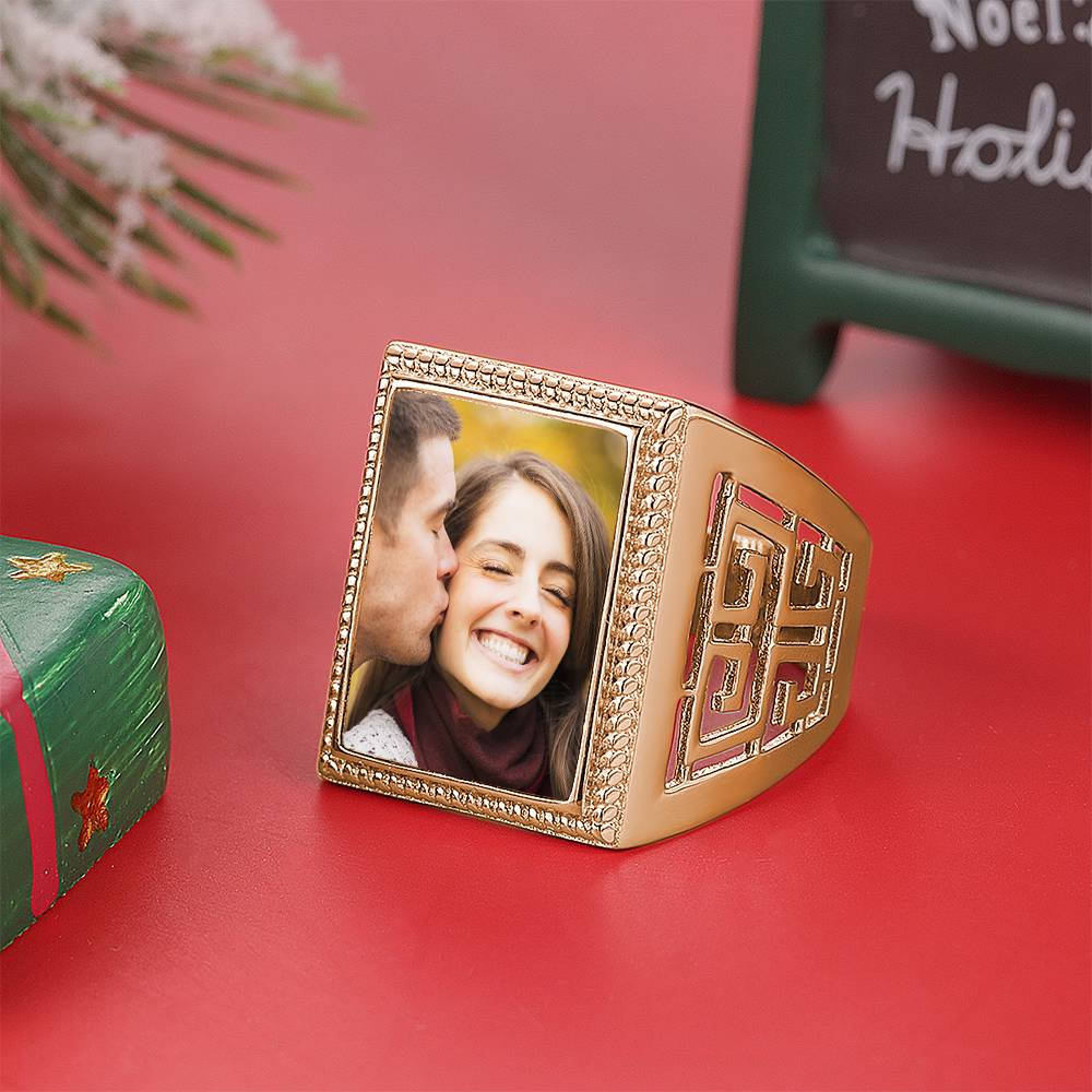 Mother's Gift Custom Vintage Square Photo Ring
