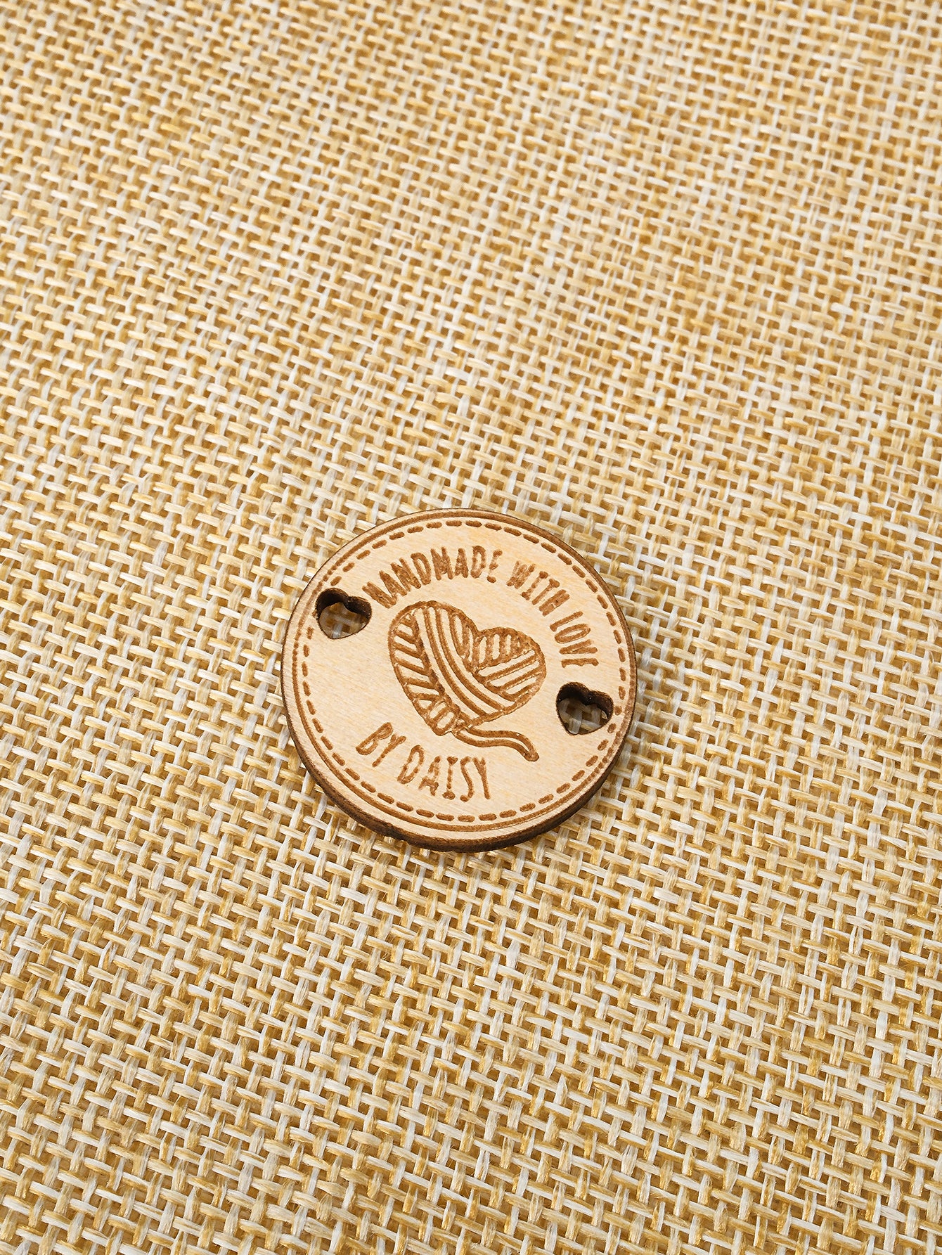 Personalized Handmade with Love Wooden Buttons Set of 15 Clothing Labels Gift for Mother Grandma Knitting