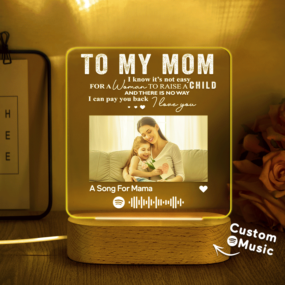 Music Plaque Photo Night Light Song Plaque Custom Photo Lamp Music Code Engagement Anniversary Gift for Dad