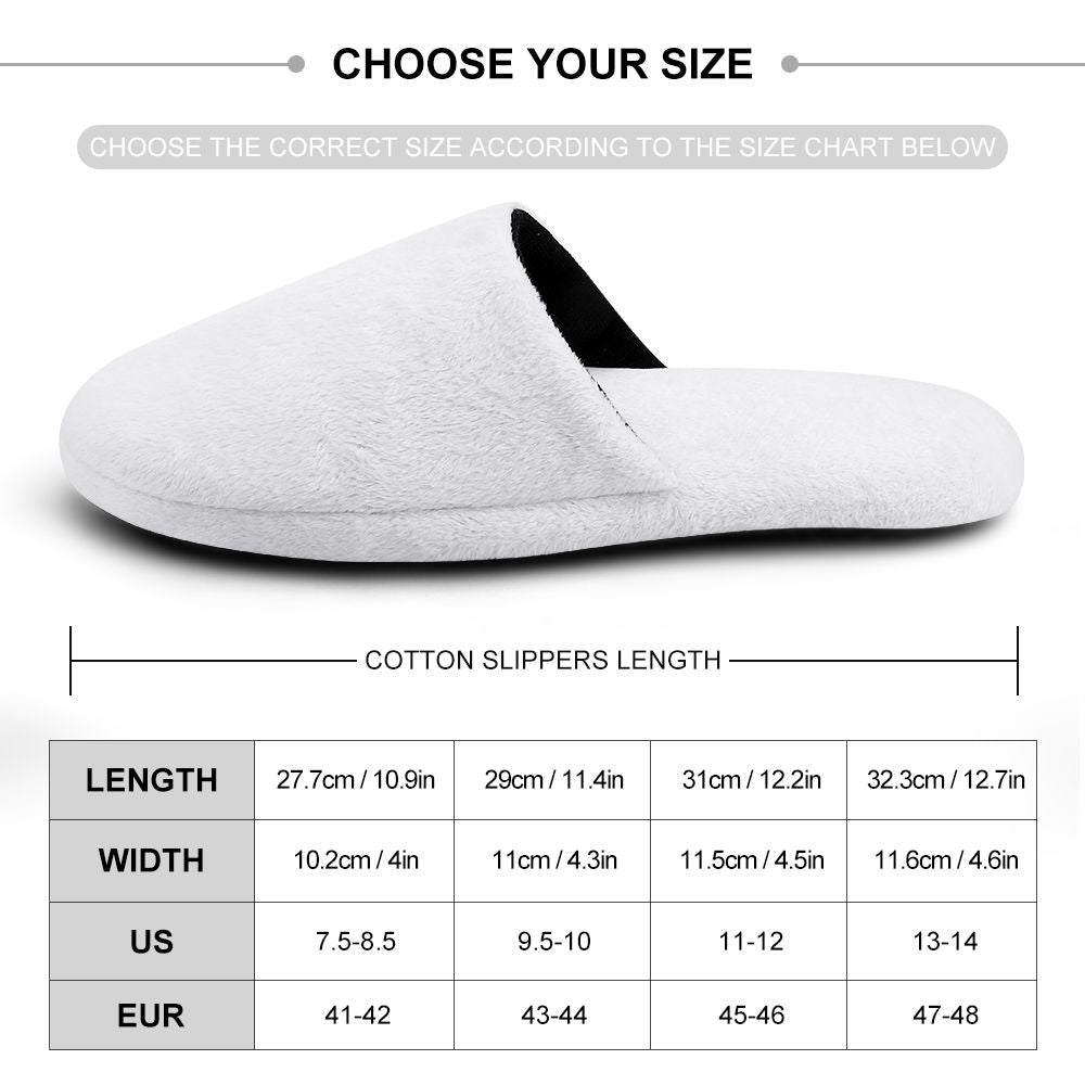 Custom Face Women's and Men's Slippers Personalized Black Heart Casual House Shoes Indoor Outdoor Bedroom Cotton Slippers