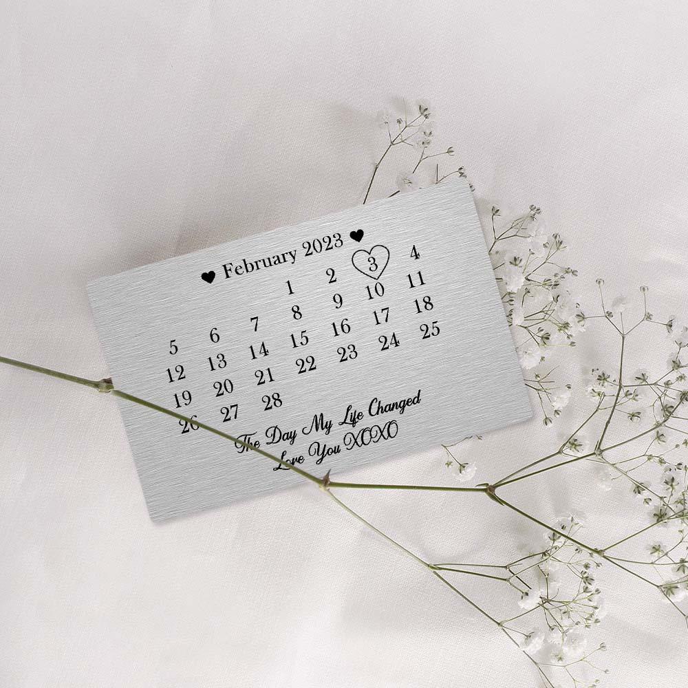 Father's Day Gifts Personalized Wallet Card Day My Life Changed Date Metal Wallet Card Calendar Keepsake