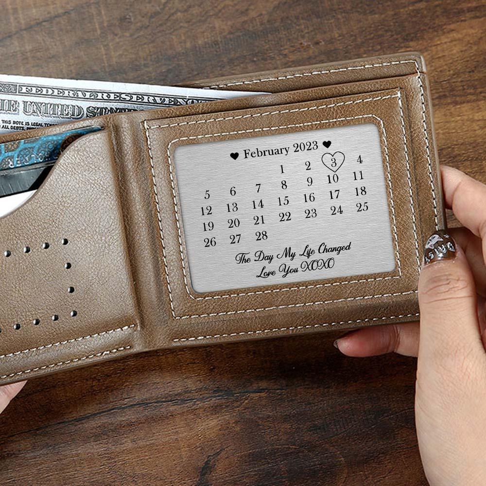 Father's Day Gifts Personalized Wallet Card Day My Life Changed Date Metal Wallet Card Calendar Keepsake