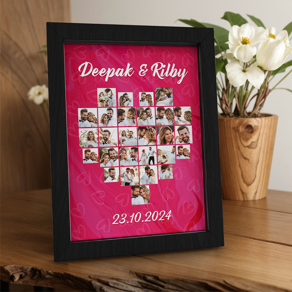 Heart Collage Photo Frame Custom Photo Frame Gift for Couple Wedding Gift