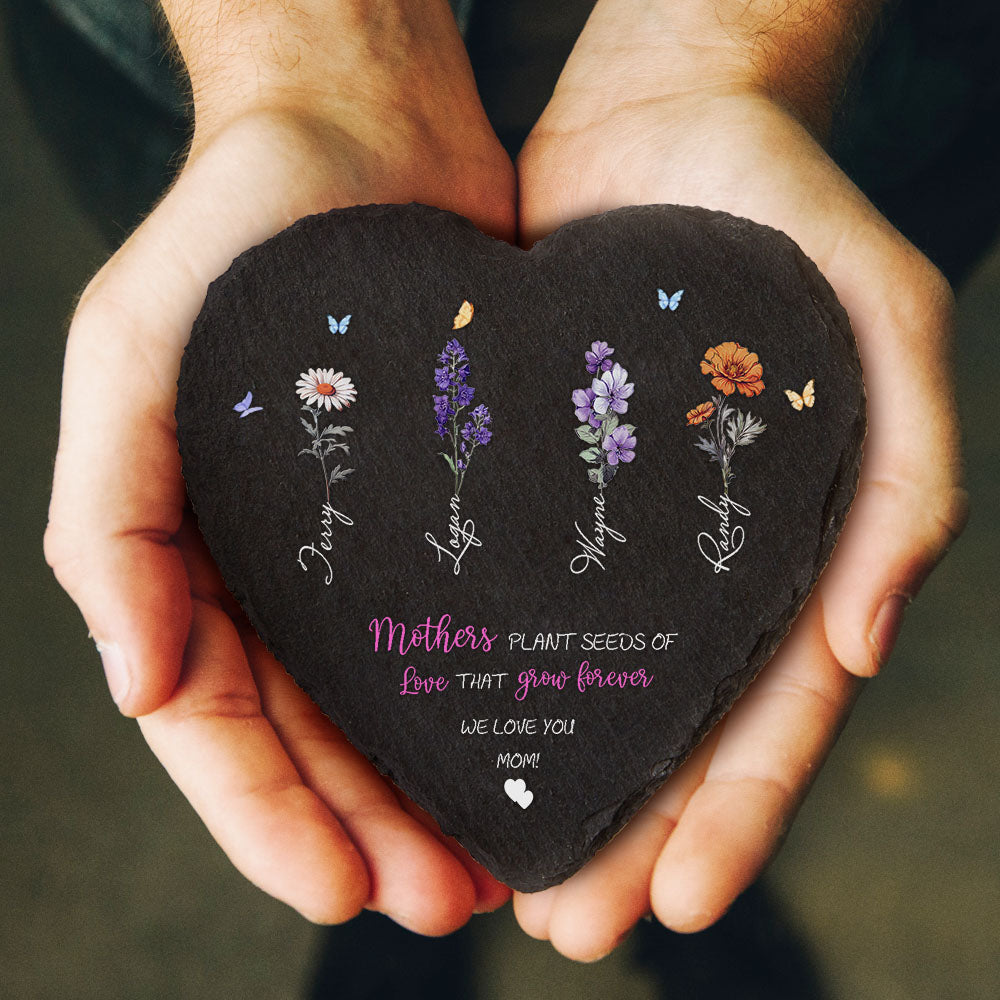 Custom Birth Flowers Garden Stone Personalized Grandma's Garden Stone for Mother's Day Gift