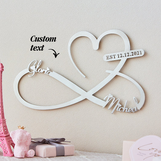Custom Text Love Infinity Wedding Metal Sign Personalized Names and Date Home Wall Decoration