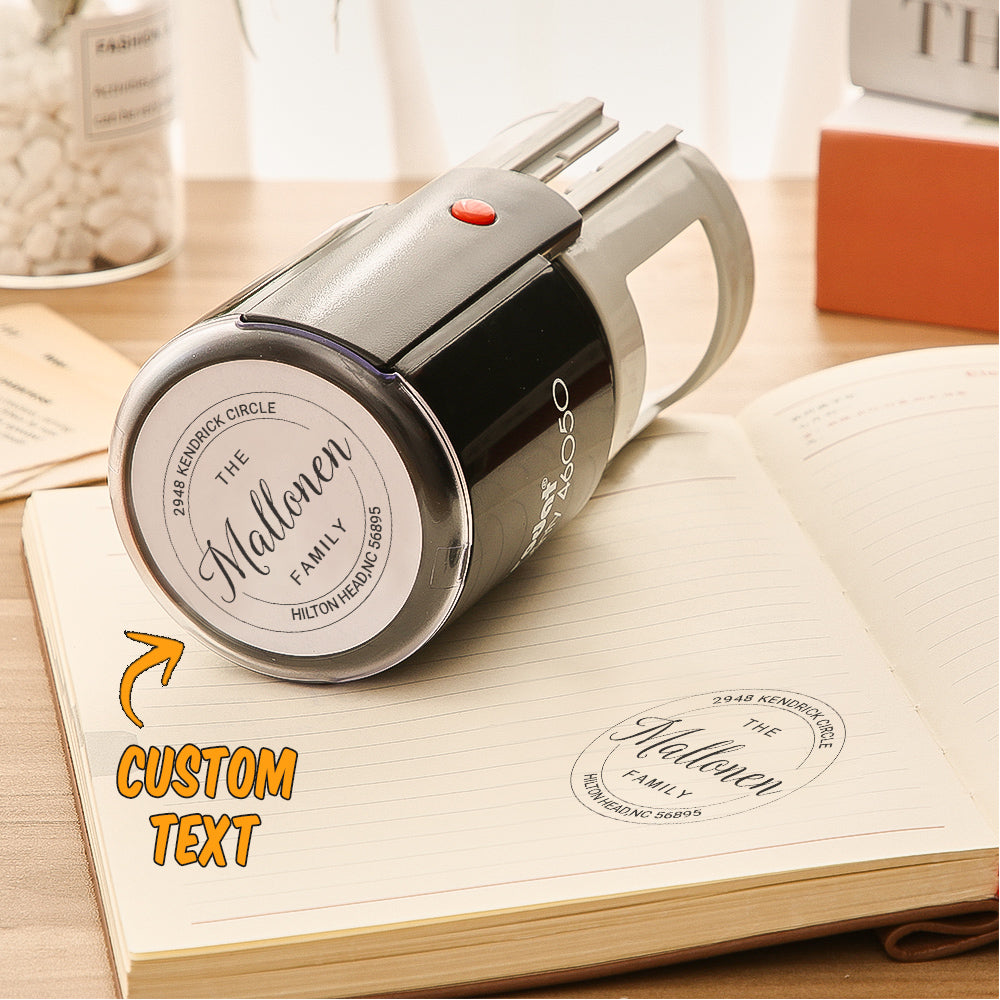 Custom Family Address Stamp Round Self Inking Stamp for Wedding