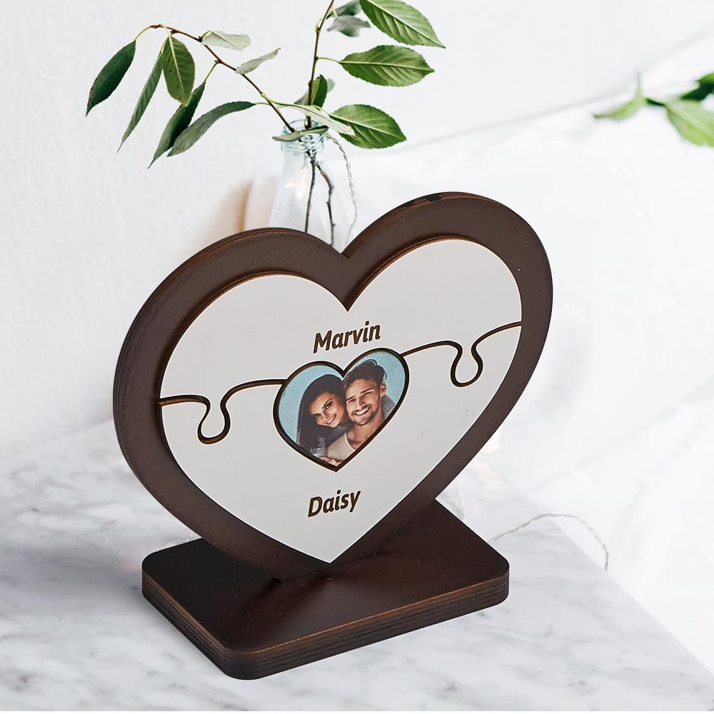 Personalised Name Heart Wooden Puzzle Ornaments Gifts for Mum