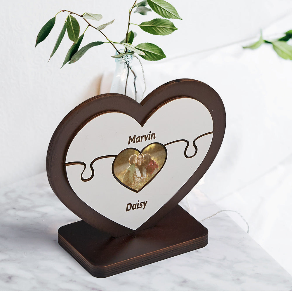 Personalised Name Heart Wooden Puzzle Ornaments Gifts for Mum