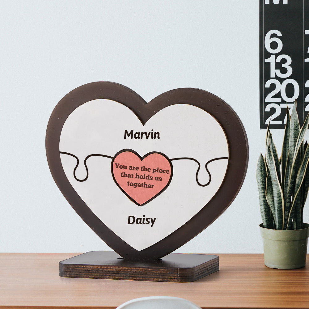 Personalised Name Heart Wooden Puzzle Ornaments Gifts for Mum