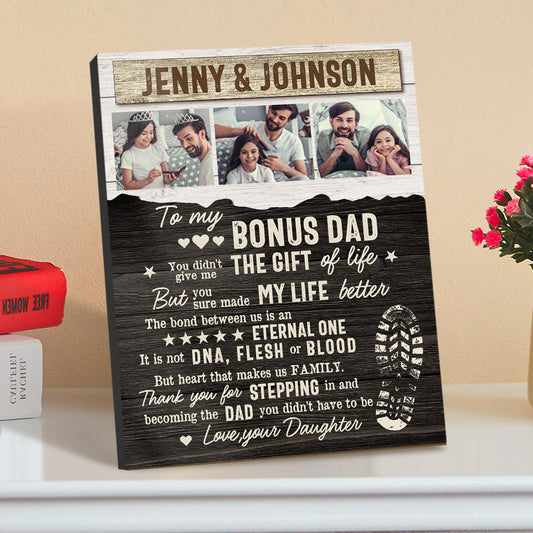 Personalized Desktop Picture Frame Custom Bonus Dad Sign Father's Day Gift