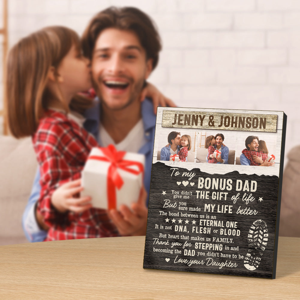 Personalized Desktop Picture Frame Custom Bonus Dad Sign Father's Day Gift