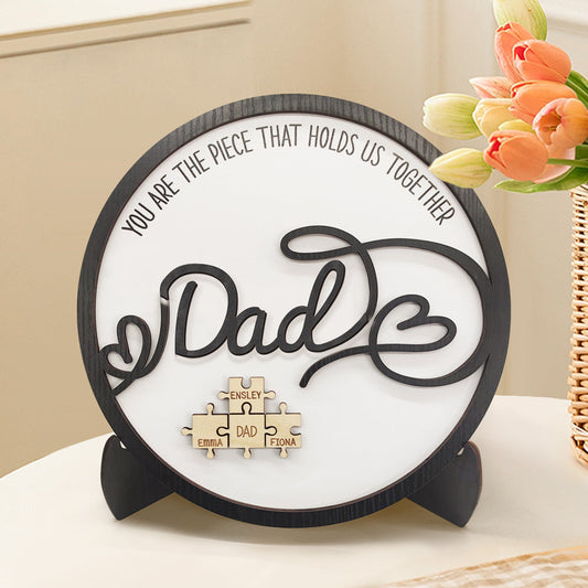 Personalized Dad Round Puzzle Plaque You Are the Piece That Holds Us Together Father's Day Gift