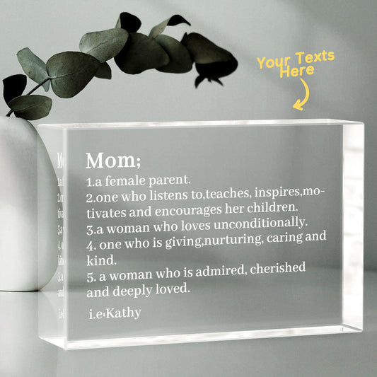 Engraved 2D Crystal Personalized Defined Glass Block Gifts For Mom Friend Sister Classmate