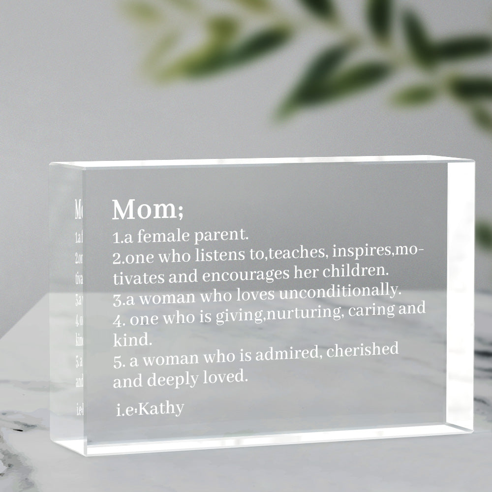Engraved 2D Crystal Personalized Defined Glass Block Gifts For Mom Friend Sister Classmate