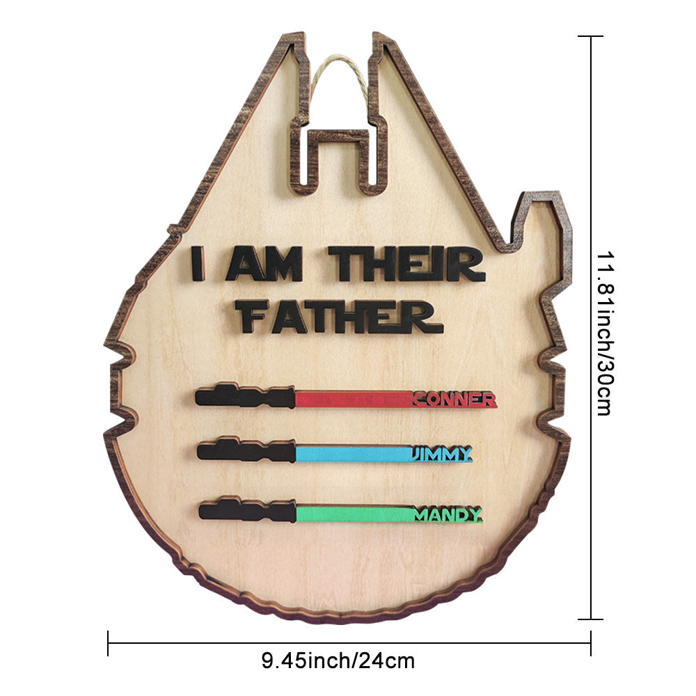 Personalized Light Saber Plaque I Am Their Father Wooden Sign Father's Day Gift