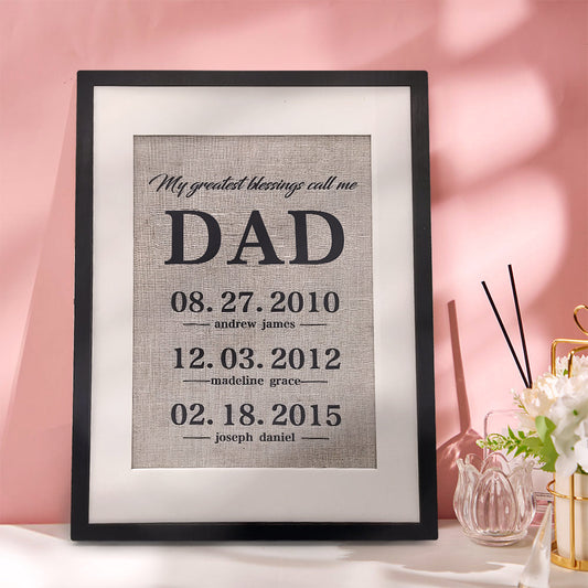 Personalized Father Gift My Greatest Blessings Call Me Dad Name Sign Gift for Father