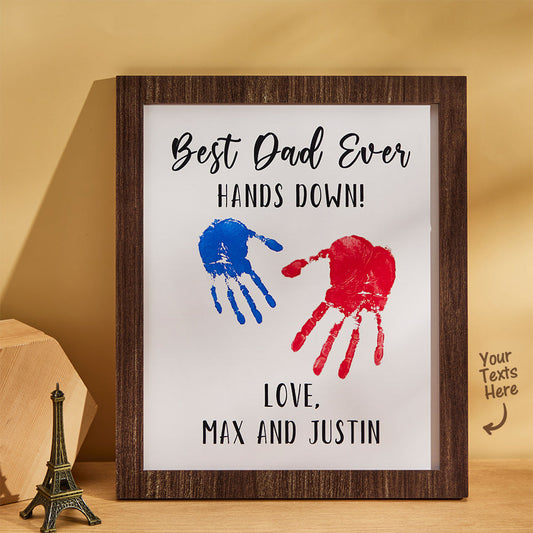 Custom Engraved Ornament Creative Handprint Best Dad Ever Father's Day Gifts