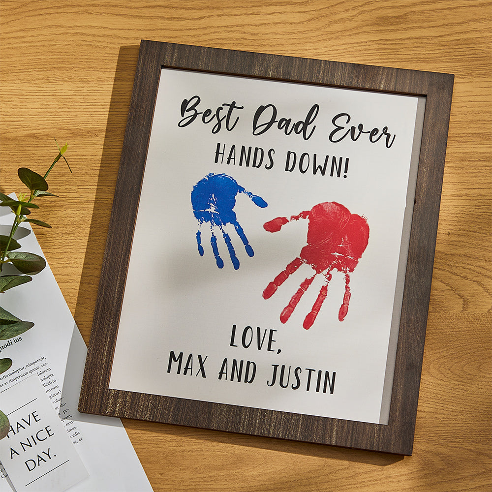 Custom Engraved Ornament Creative Handprint Best Dad Ever Father's Day Gifts