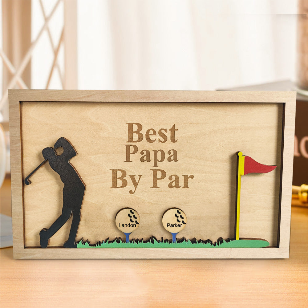 Personalized Father's Day Wooden Golf Sign Engraved Name Plaque Gift for Dad Grandpa