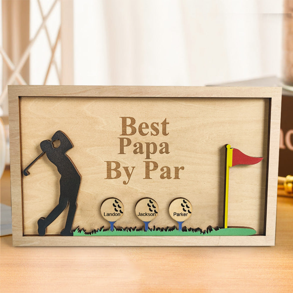Personalized Father's Day Wooden Golf Sign Engraved Name Plaque Gift for Dad Grandpa