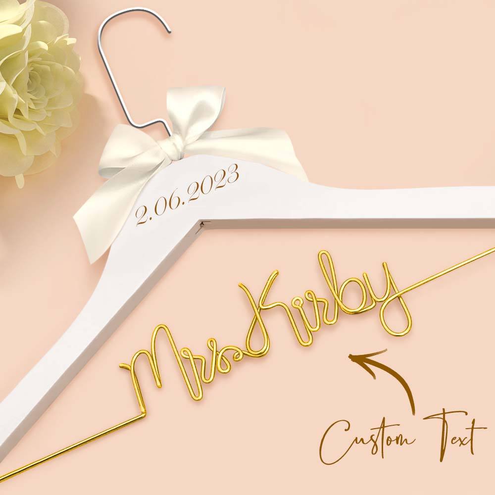 Customizable Text Name Date Bow Wedding Dress Hanger Gift for Weddings