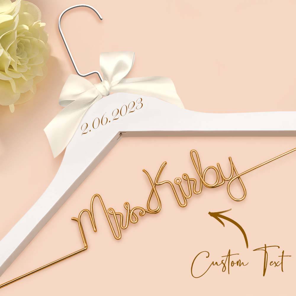 Customizable Text Name Date Bow Wedding Dress Hanger Gift for Weddings