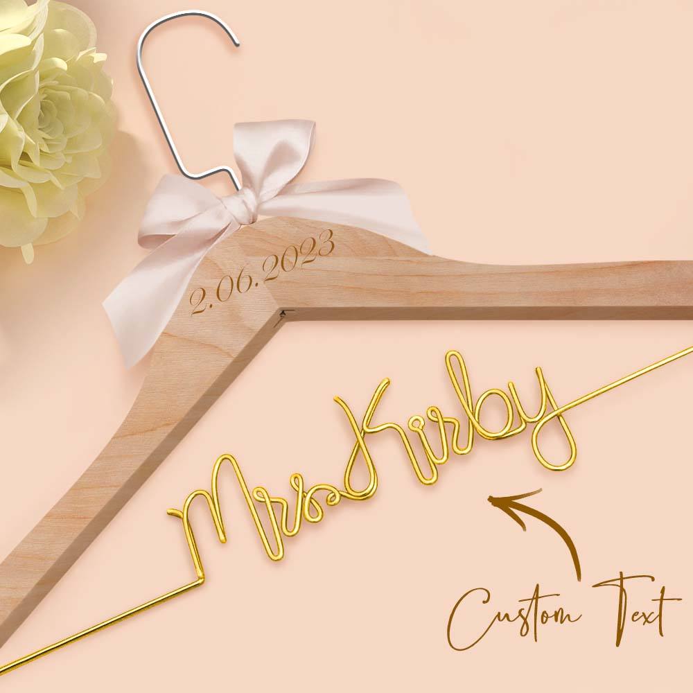 Customizable Text Name Date Bow Wedding Dress Hanger Gift for Weddings