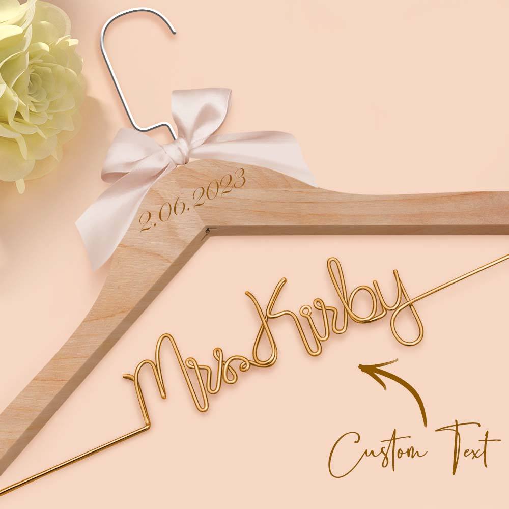 Customizable Text Name Date Bow Wedding Dress Hanger Gift for Weddings