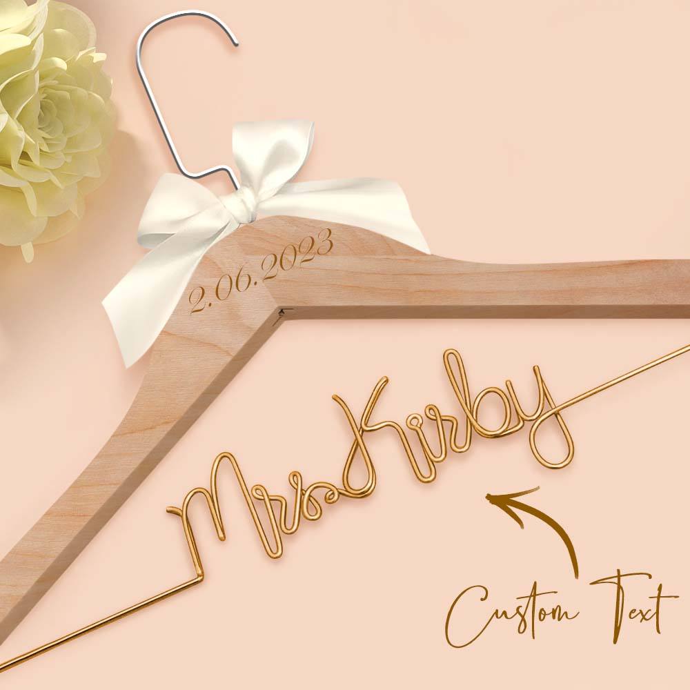 Customizable Text Name Date Bow Wedding Dress Hanger Gift for Weddings