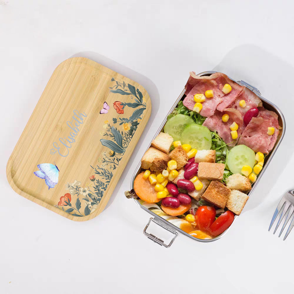 Personalized Lunch Box for Children Custom Stainless Steel Lunch Box with Name Back to School Gift for