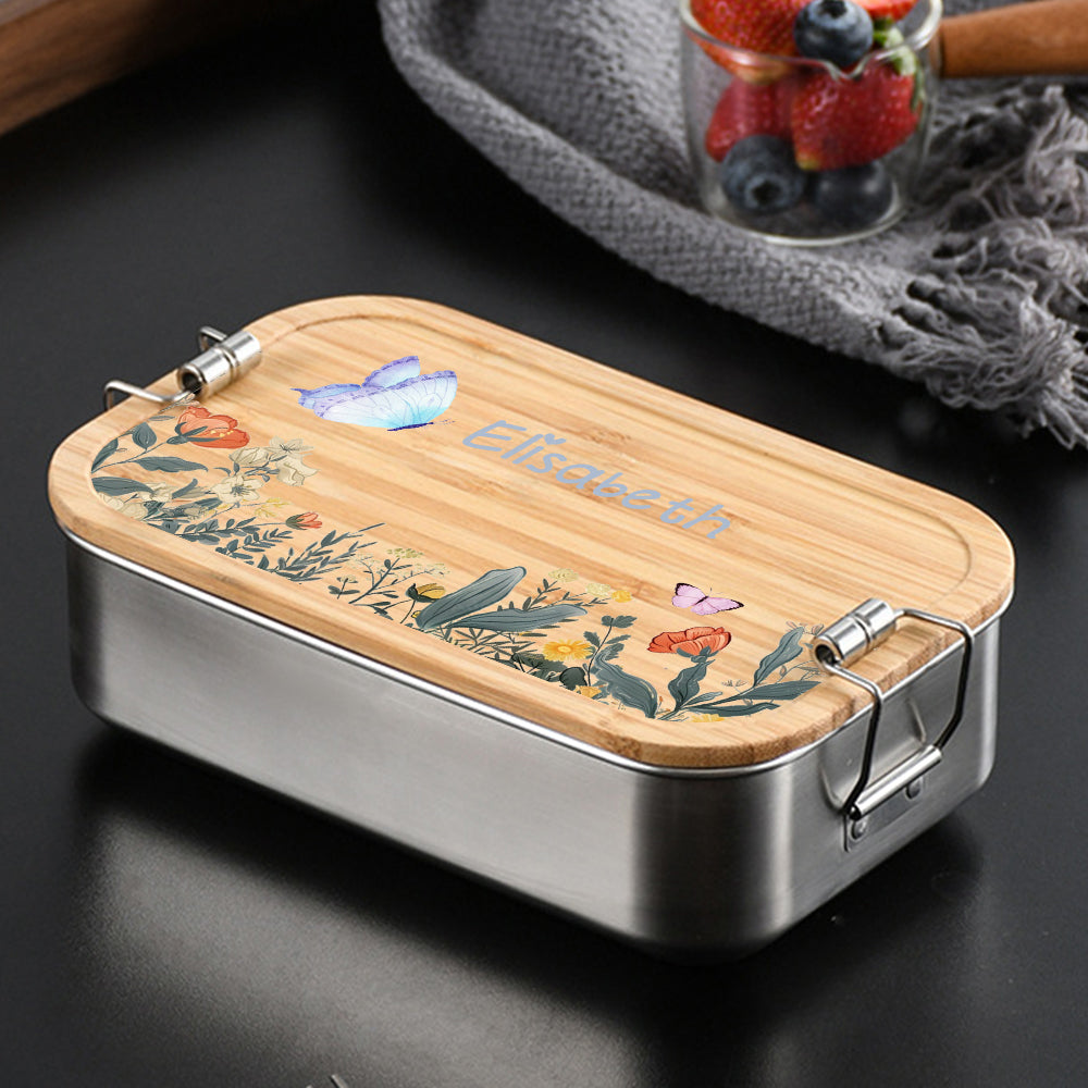 Personalized Lunch Box for Children Custom Stainless Steel Lunch Box with Name Back to School Gift for