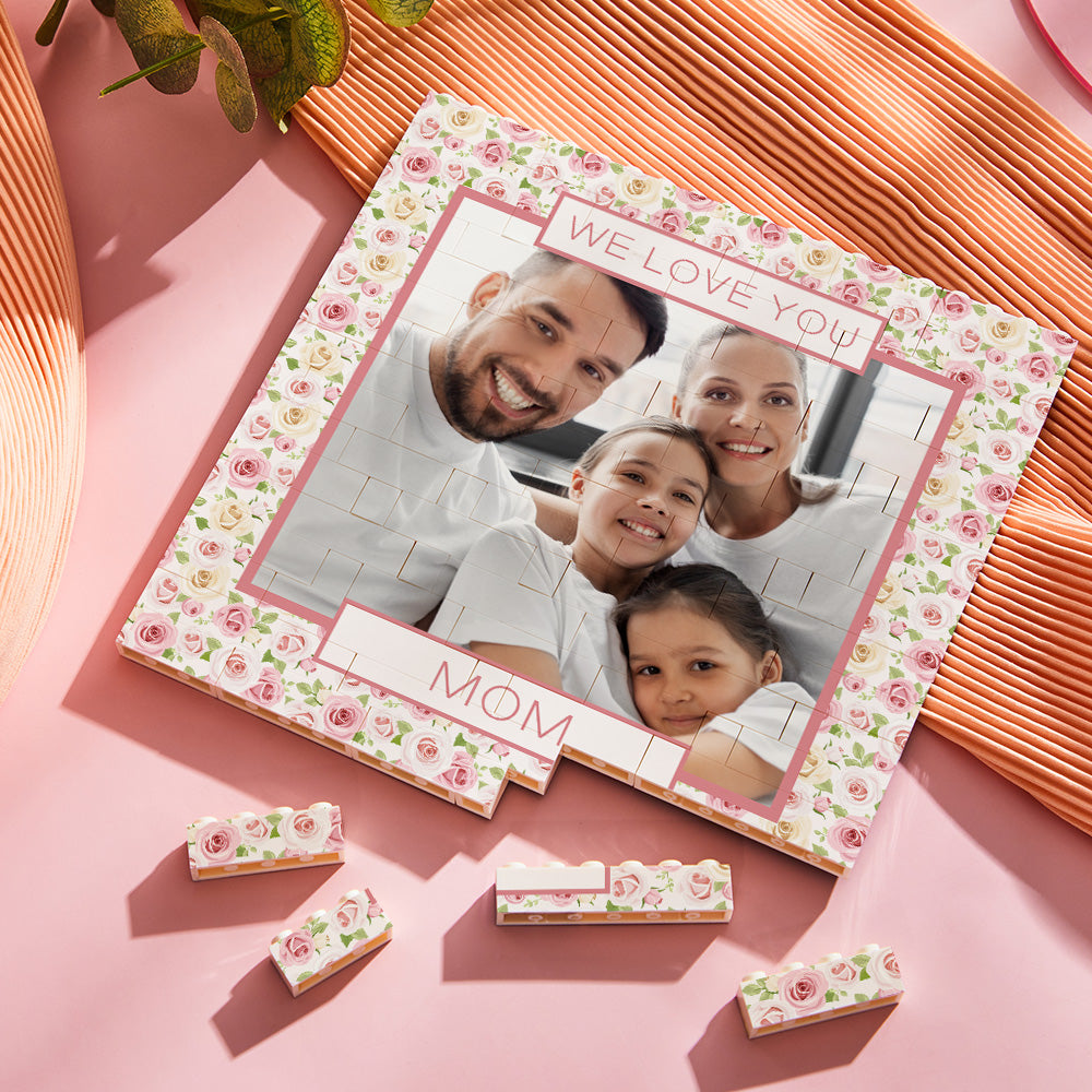 Custom Building Block Puzzle Square Photo Brick Mom We Love You Mother's Day Gift